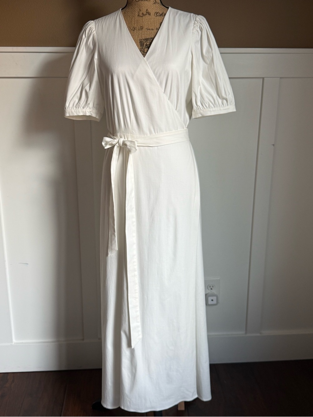 Reformation White Wrap Midi Dress XL NWT Cottagecore Capsule Cotton - Picture 5 of 11